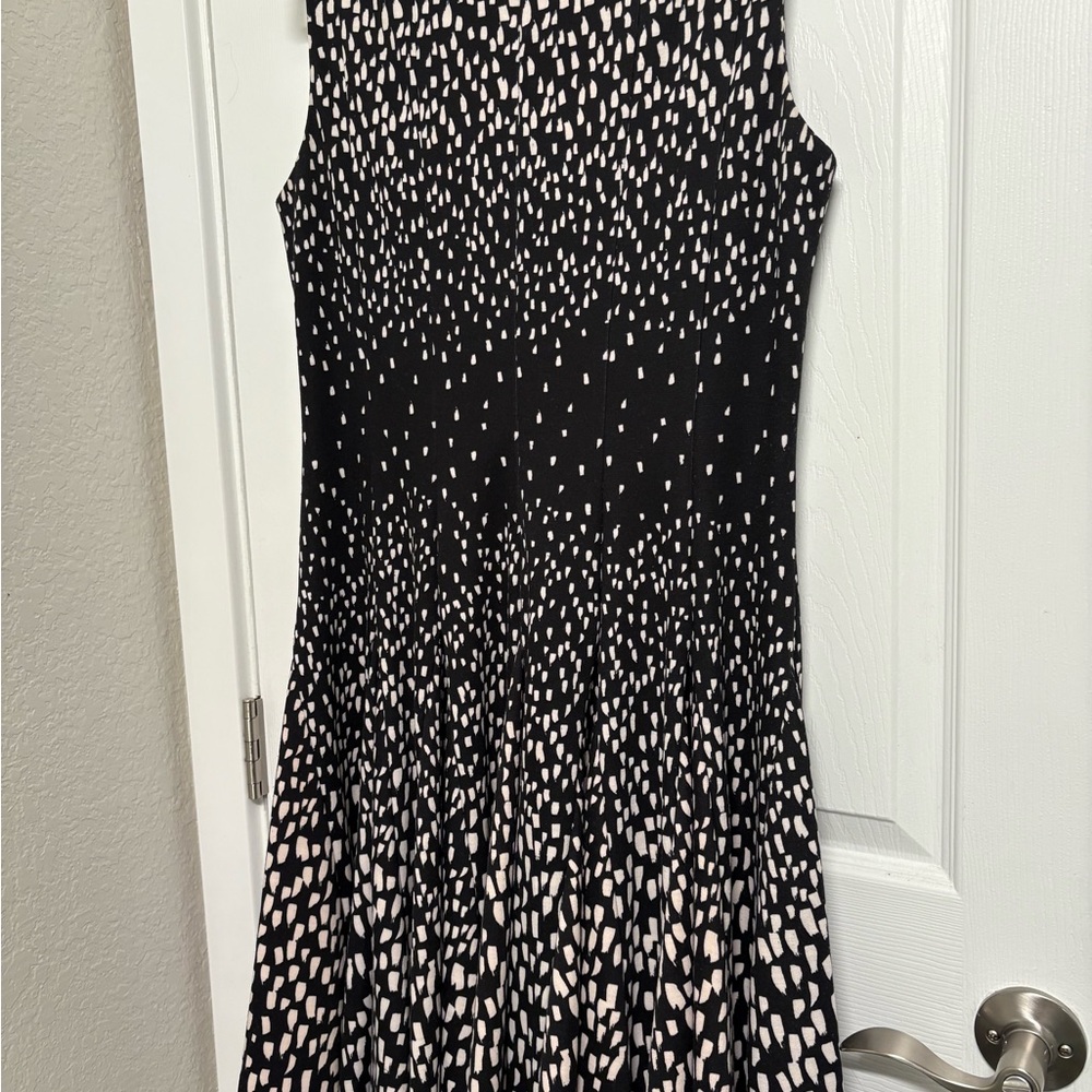 Eliza J Black and White Sheath Midi Dress Mock Neck Cocktail